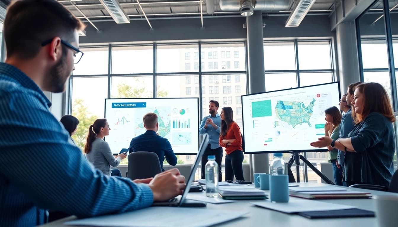 Creating stunning edmonton web design solutions in a collaborative office setting.