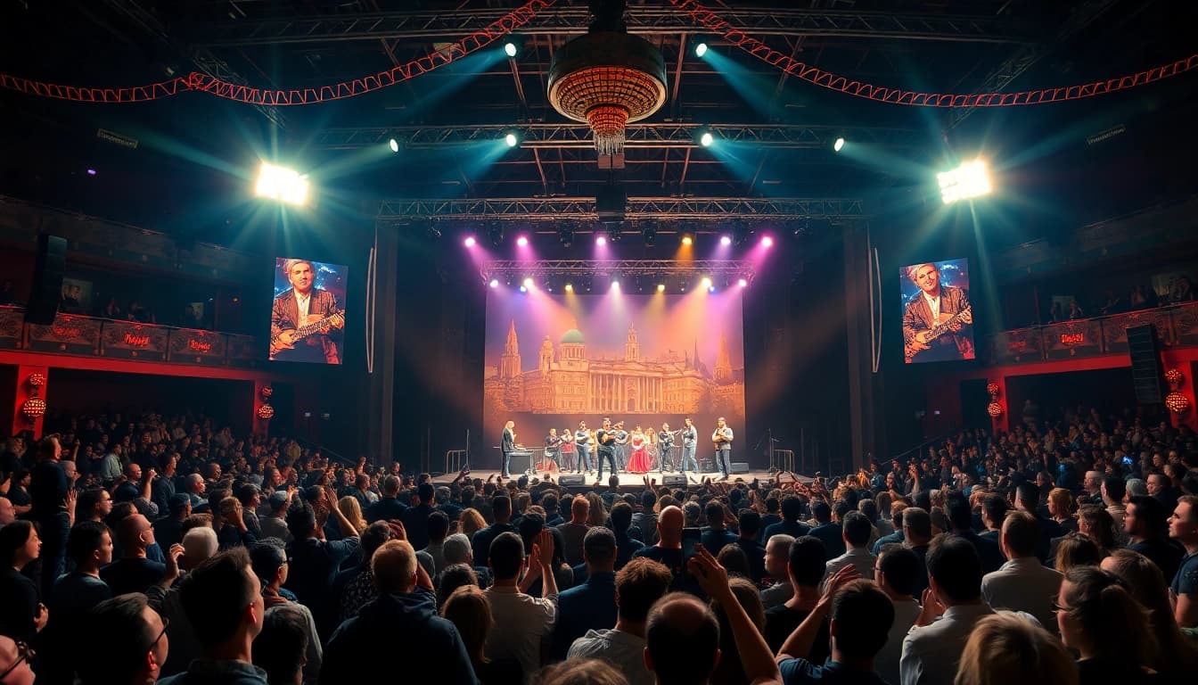 Participating in evenimente bucuresti at a lively concert venue with vibrant crowds and performers.
