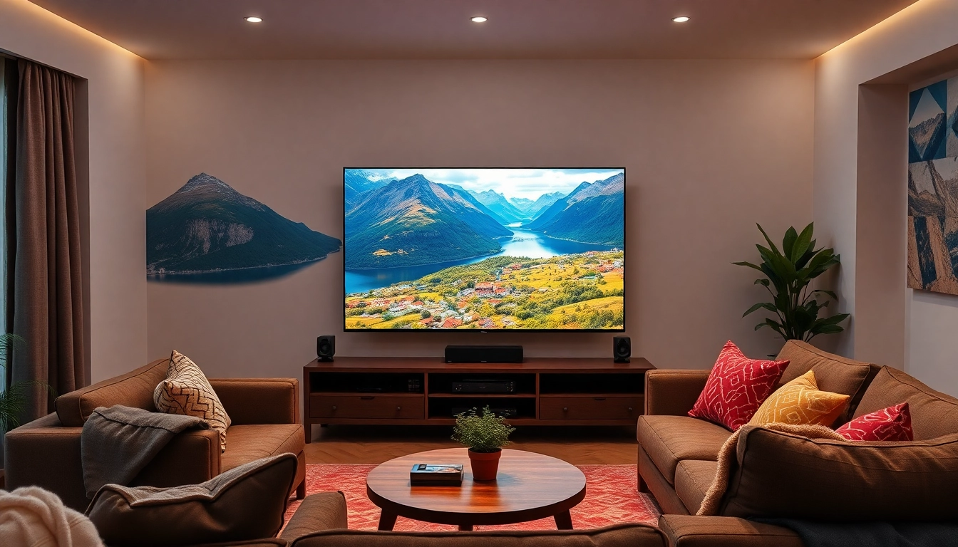 Stream IPTV Norway live channels in a comfortable living room setting, showcasing vibrant entertainment.