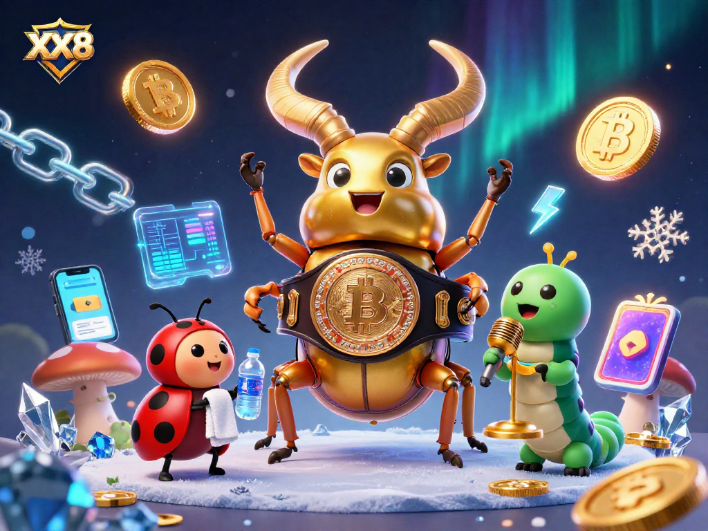 Bet on XX8 with vibrant 3D illustration showcasing competitive elements in a crypto casino.