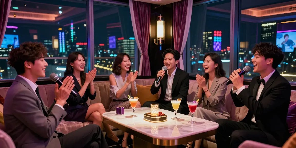 강남구구단의 프리미엄 룸에서 즐거운 노래 파티 모습