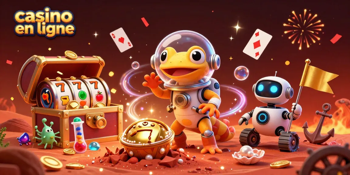 Jouer à un casino en ligne avec le lézard martien découvrant un casino doré sur Mars.