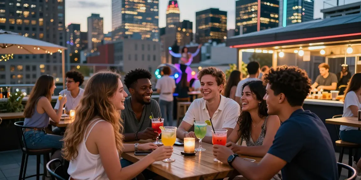 Discovering top 유흥사이트 experiences in a lively nightlife setting with friends enjoying cocktails.