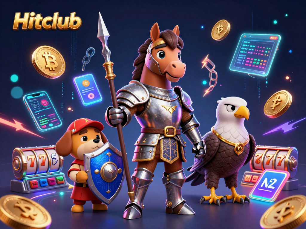 Experience thrilling gameplay with Hitclub's dynamic 3D casino scene featuring knights and crypto elements.