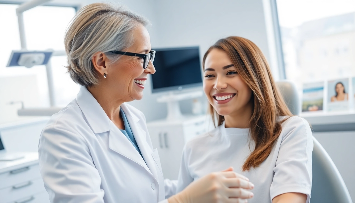 Orthodontist Edmonton interacting with a smiling patient in a modern dental clinic setting.