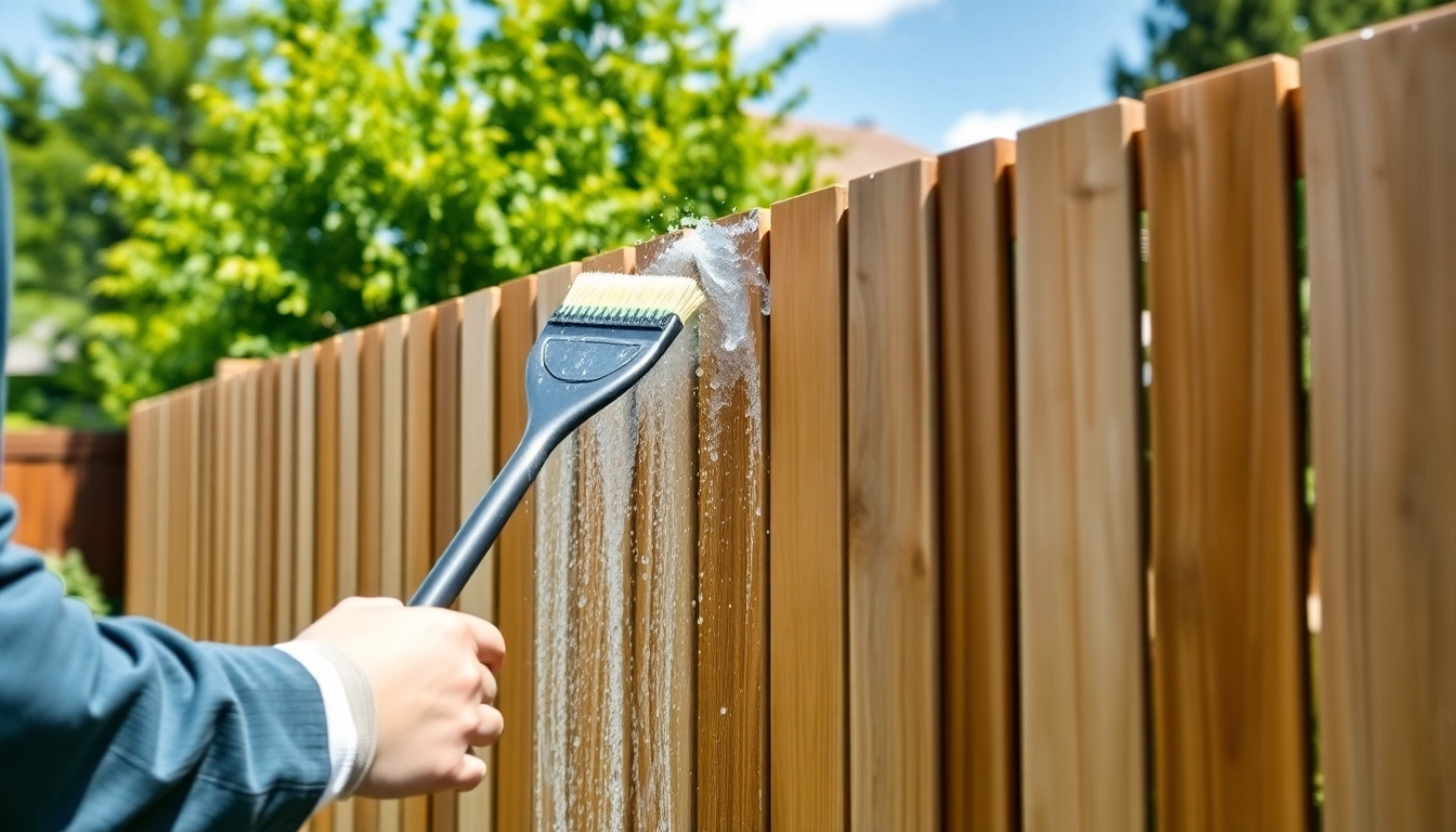 Fence Cleaning service expertly restoring a wooden fence with a soft wash solution.