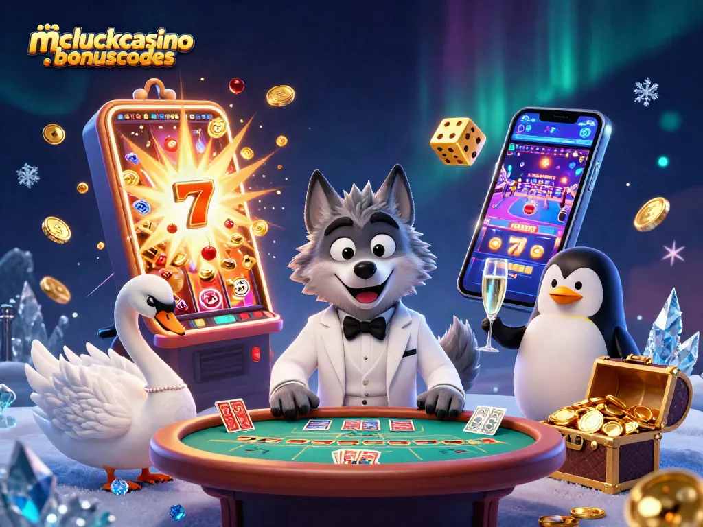 Experience mcluckcasinobonuscodes with vibrant casino characters and explosive jackpots in a detailed 3D scene.