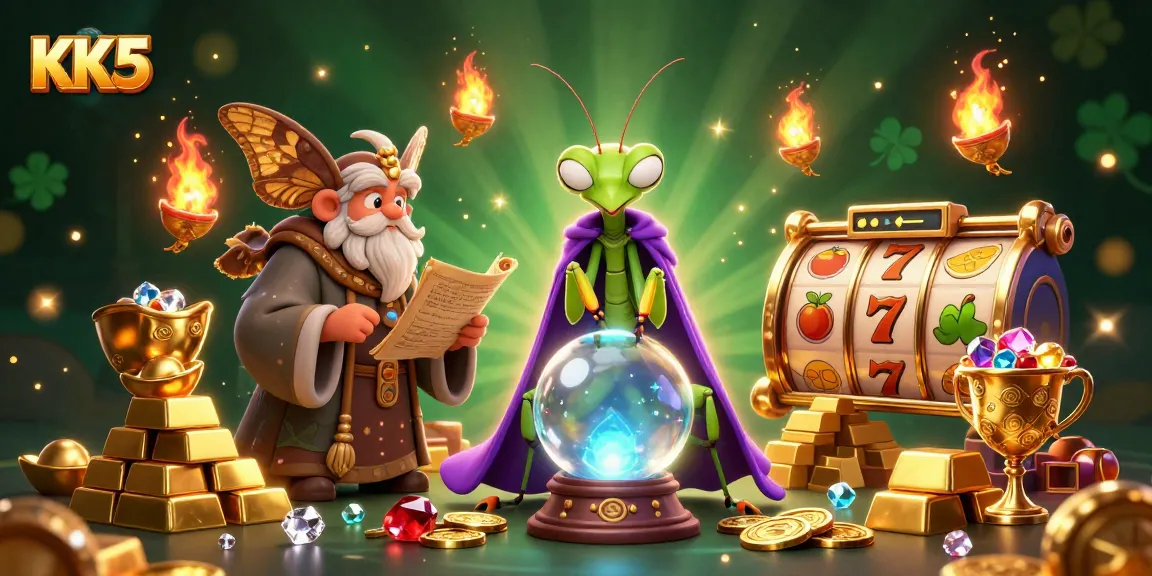 Experience thrilling gameplay at KK5 with a mystical scene including a fortune teller and rich treasures.