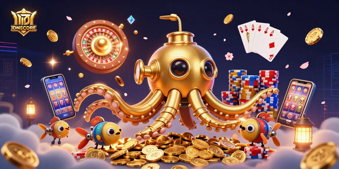 Experience the captivating world of IDNSCORE with vibrant slot machines and gold treasures.