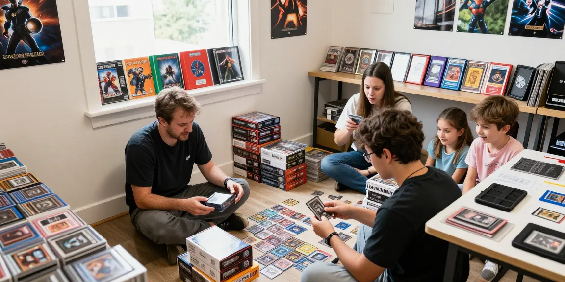 オリパおすすめランキングのためにコレクターが収集したカードを展示するシーン