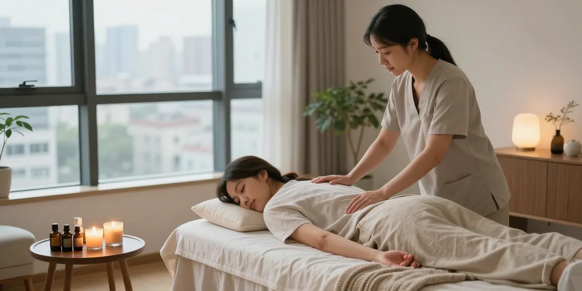 Enjoying 마포출장마사지 in a serene apartment with soothing ambiance.