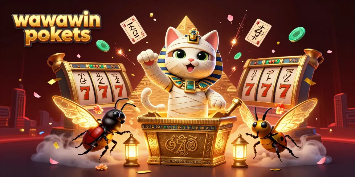 Spin the reels at wawawin pokies to uncover treasures in a vibrant pyramid casino scene.