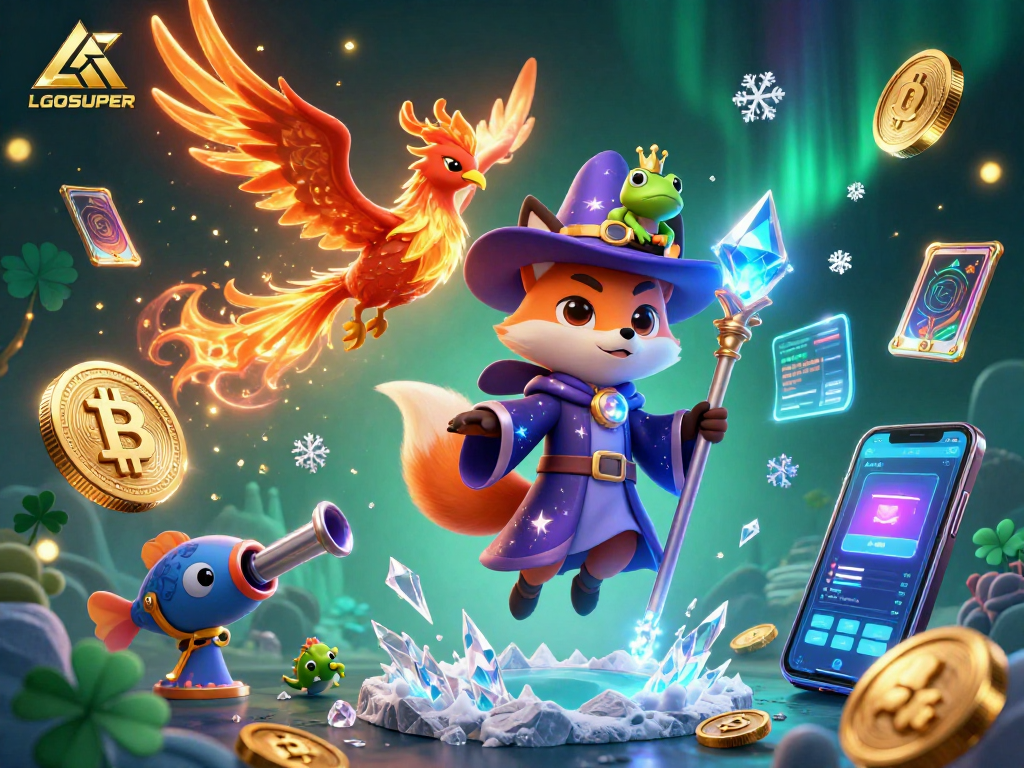 Engage with LGOSUPER’s thrilling fish shooting game represented by a mystical scene.