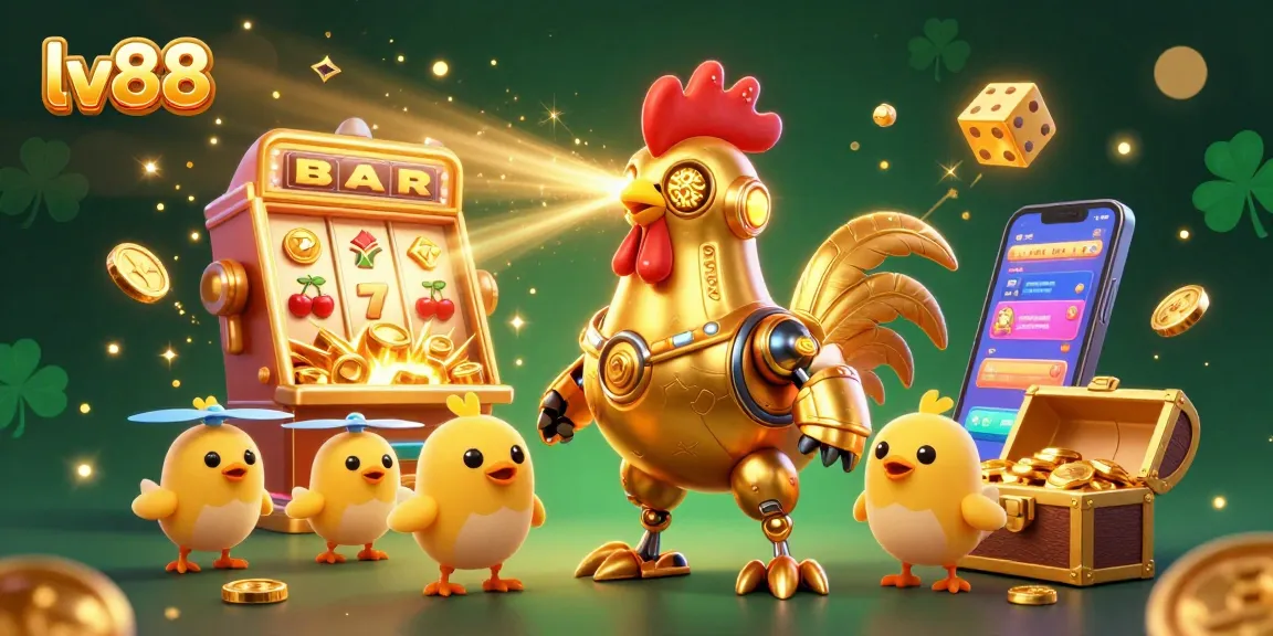 Experience thrilling casino action with lv88's vibrant characters engaging in a jackpot explosion around dynamic games.