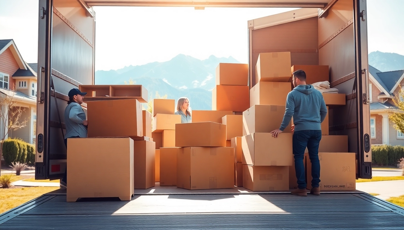 Experienced movers efficiently handling items in a truck for a moving company Canada.