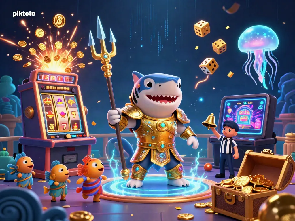 Engage with the thrilling piktoto experience featuring a tiger shark and a jackpot explosion in an underwater colosseum.