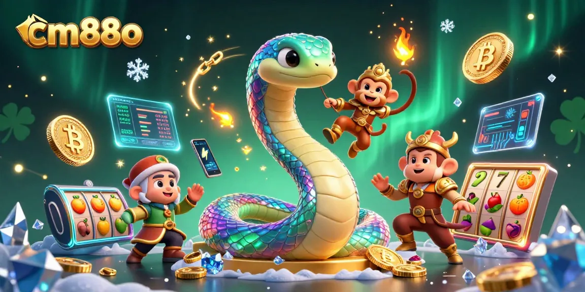 Engage with cm88o's vibrant 3D casino scene featuring slots and cryptocurrency elements.