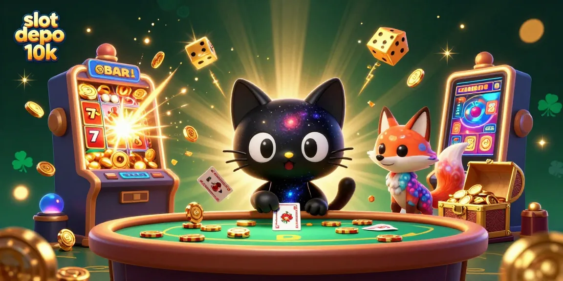 Experience the excitement of slot depo 10k with a cosmic twist featuring a black hole cat and nebula fox.