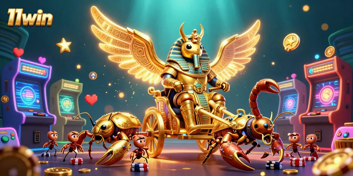 Engage with captivating 11win casino adventure illustrated in vibrant, detailed 3D cartoon style.