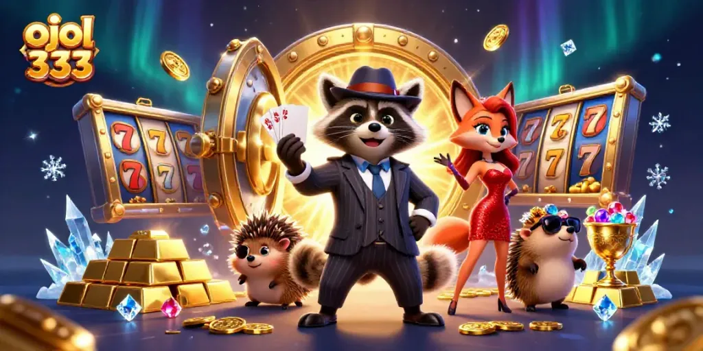 Experience the excitement of ojol 333 and slot gaming through this dynamic 3D illustration.