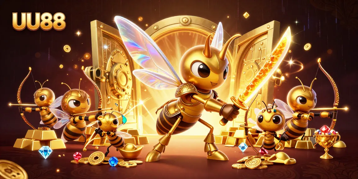 UU88 transports players into a dynamic casino scene with golden treasures and fantasy elements.