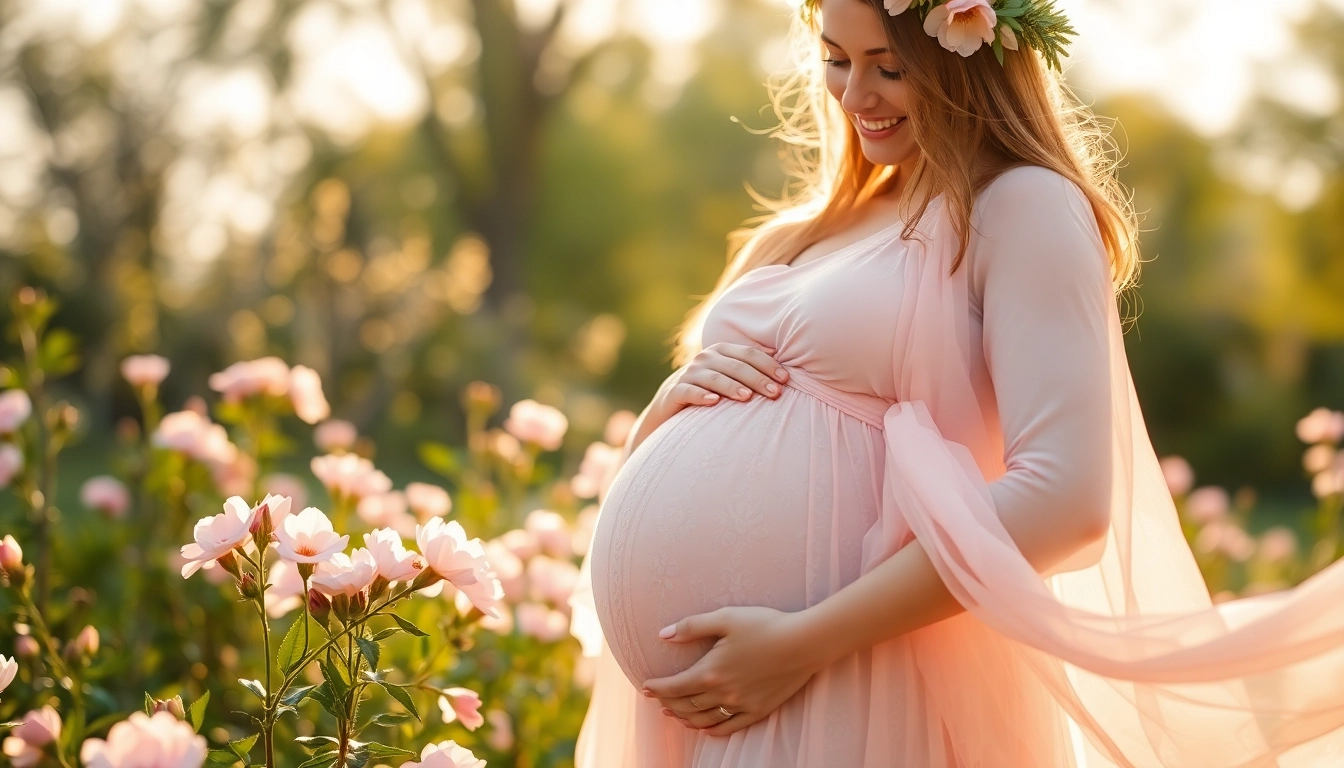 Maternity photographer Mississauga Ontario capturing a glowing mother in a sunlit park.