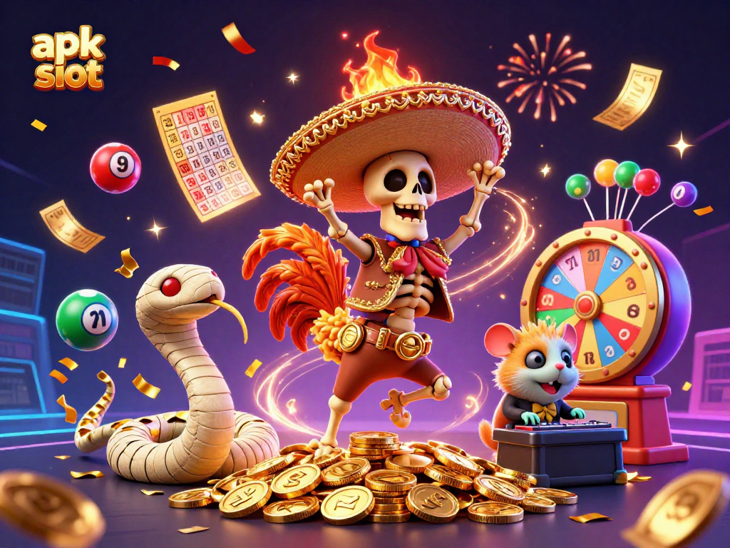 Mainkan apk slot V89 yang menyenangkan dengan berbagai karakter menarik dalam ilustrasi 3D.