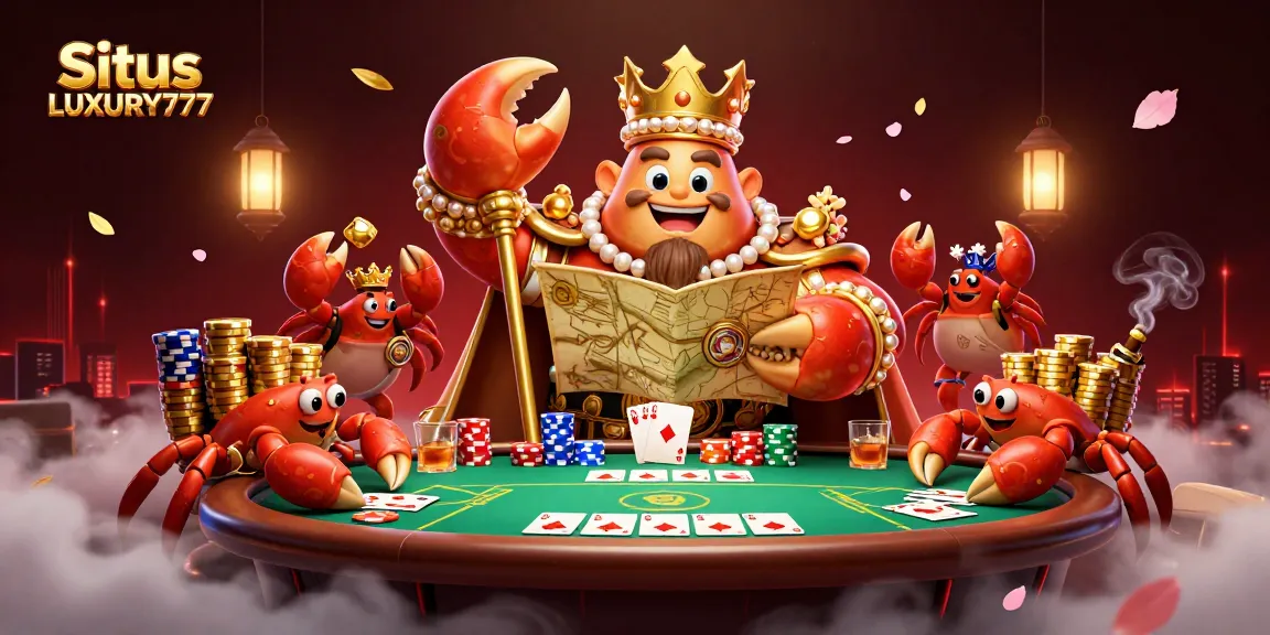 Situs LUXURY777 menawarkan ilustrasi kasino memukau dengan kanker emas kerajaan dan permainan poker yang megah.