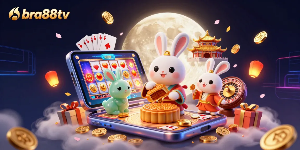 Play and win with bra88tv in this vibrant 3D casino illustration showcasing folklore and slots.