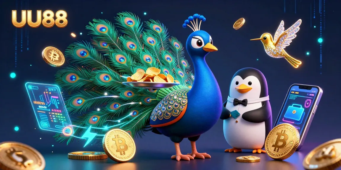 Engage in thrilling gameplay at UU88 with vibrant 3D casino characters and crypto elements.