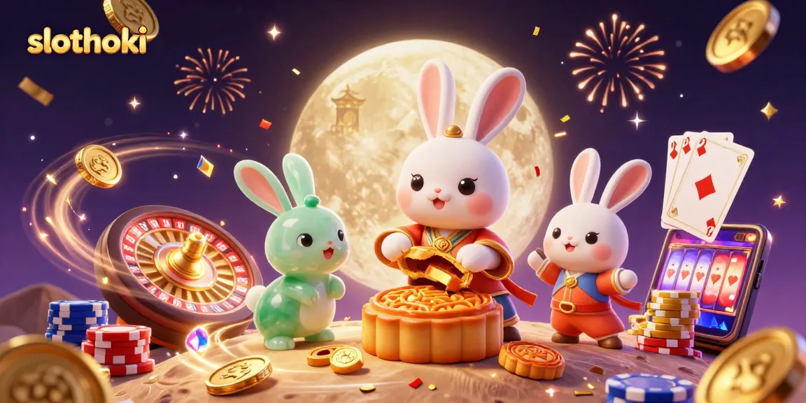 Permainan slot slothoki yang menarik dengan koin emas dan efek cahaya berlimpah.