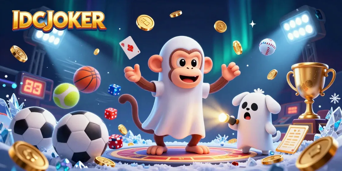 IDCJOKER showcases a ghostly scene where mischievous monkey juggles golden objects in a haunted casino setting.