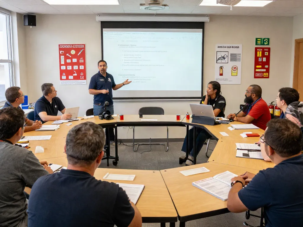 Engaging classroom with NFPA Certification Training, professionals learning fire safety standards