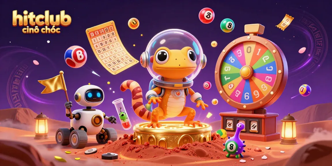 Engage with the hitclub chính thức casino scene featuring a Martian gecko and dynamic gaming elements.
