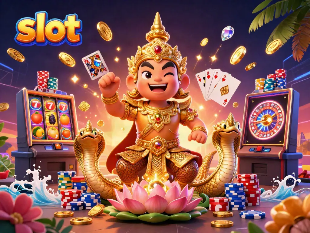 Engage with vibrant slot action, showcasing exciting reels and charming characters in a magical casino scene.