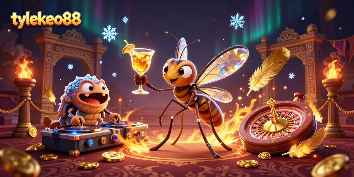 Engage with tylekeo88's vibrant casino scene featuring unique characters, gold particles, and dynamic elements.