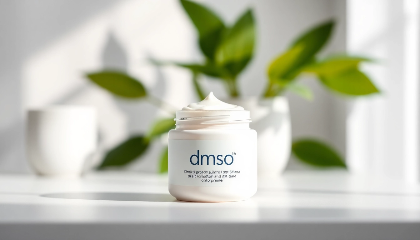 Applying dmso cream from a sleek jar in a professional healthcare setting.