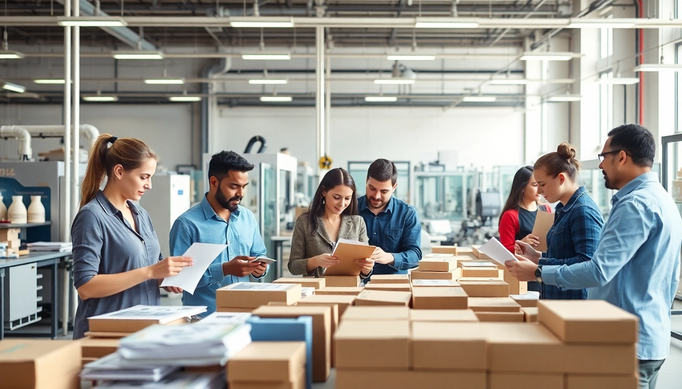 Efficient contract packaging company team collaborating on innovative packaging solutions.