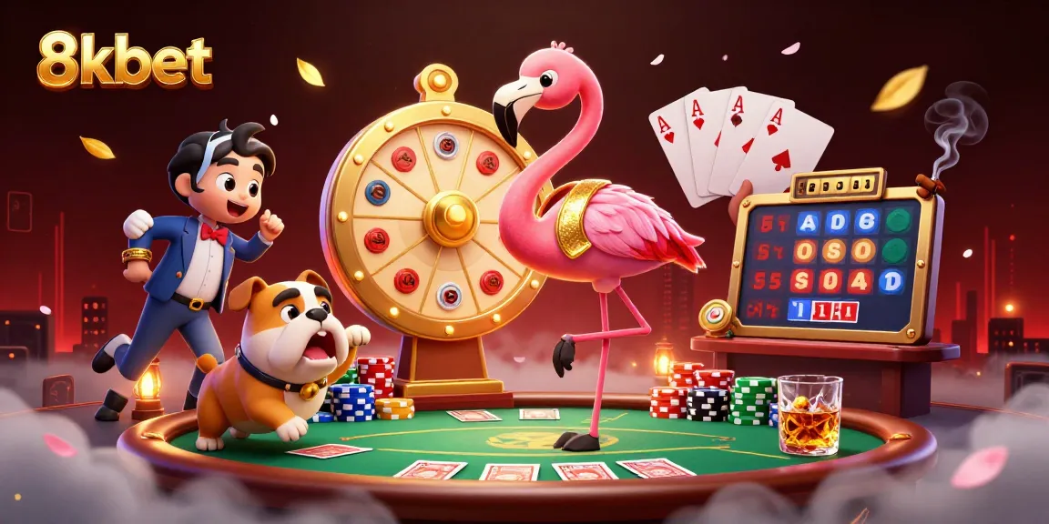 Experience the excitement of 8kbet with our engaging casino-themed illustration full of vibrant colors.
