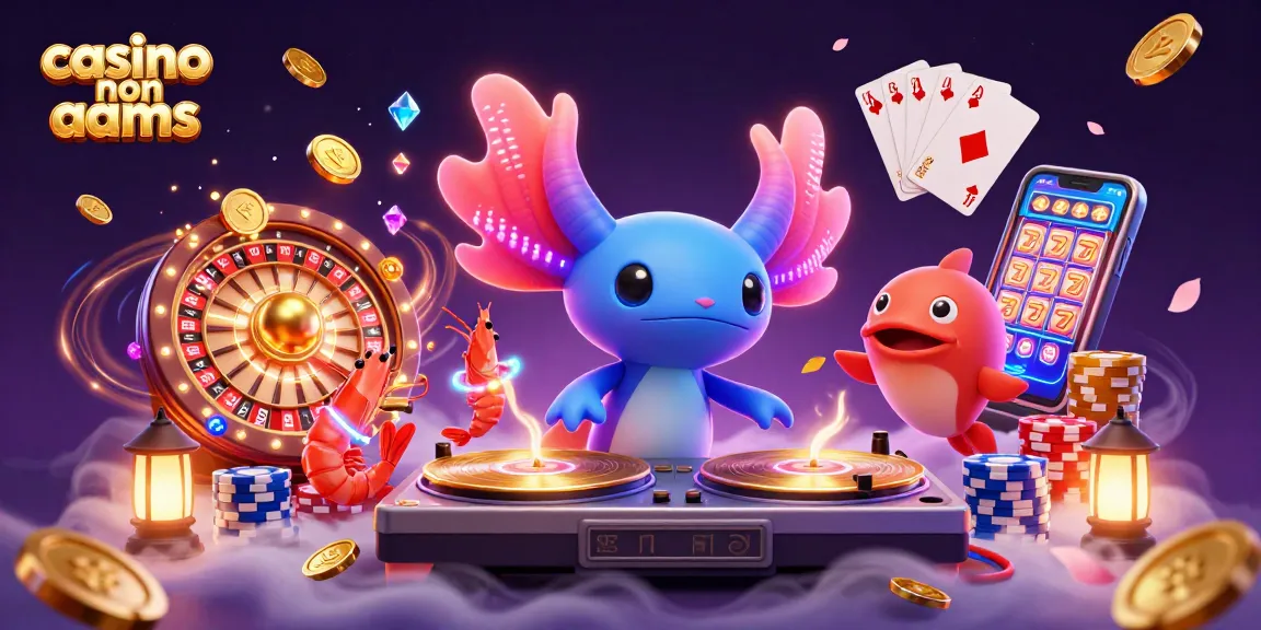 Una vivace illustrazione 3D con casino non AAMS e giochi d'azzardo, ricca di dettagli e bonus.