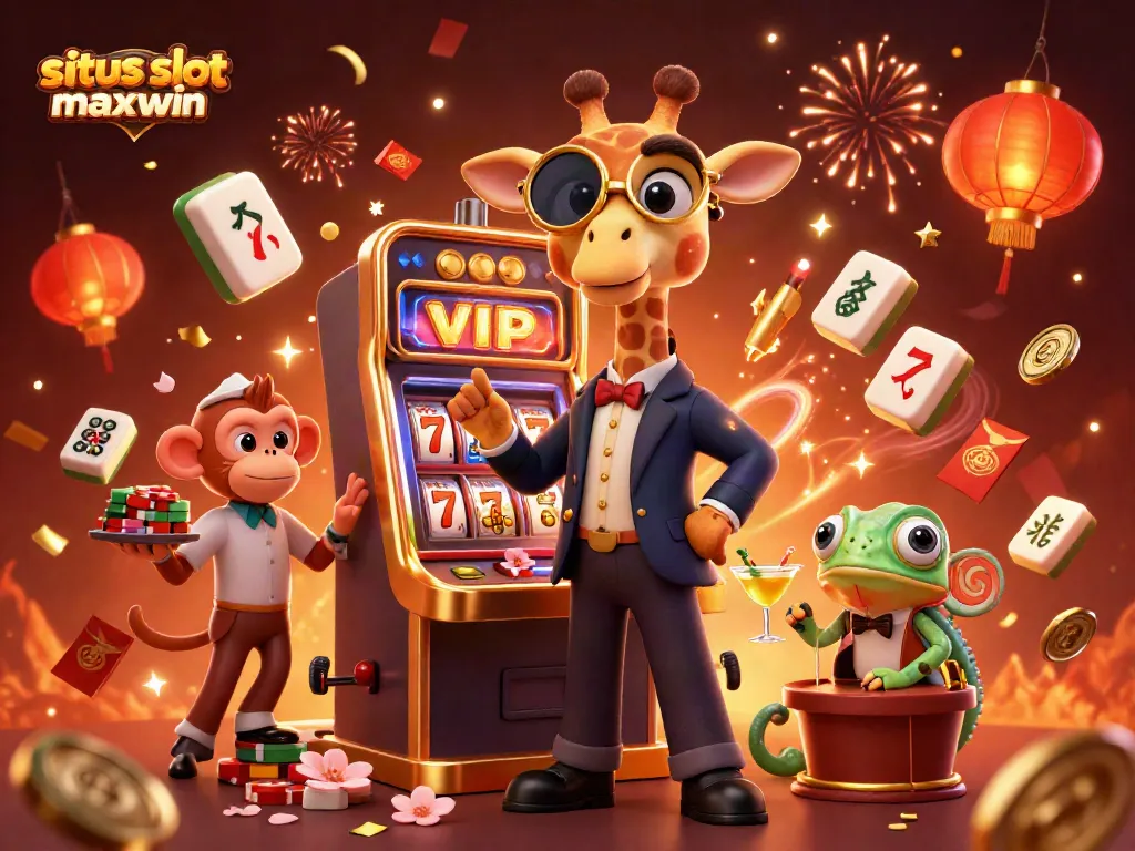 Spin the reels for big wins with situs slot gampang maxwin in this vibrant casino scene.