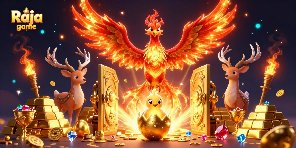 Play thrilling games and win rewards with Raja game in this vibrant 3D illustration.