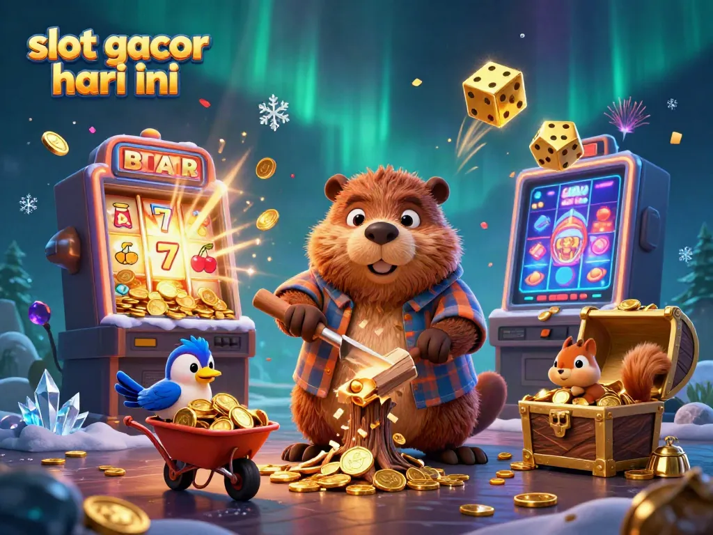 Experience wins with slot gacor hari ini featuring a dynamic beaver and vibrant casino elements.