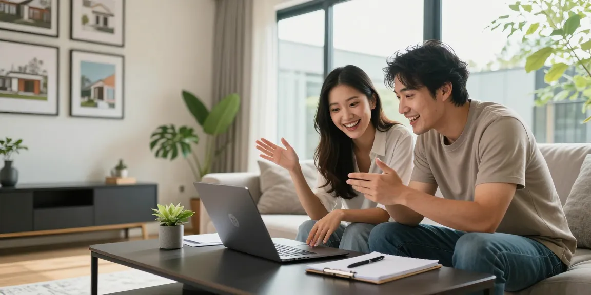 Couple explorant des propriétés avec Woning-unie dans une maison moderne lumineuse