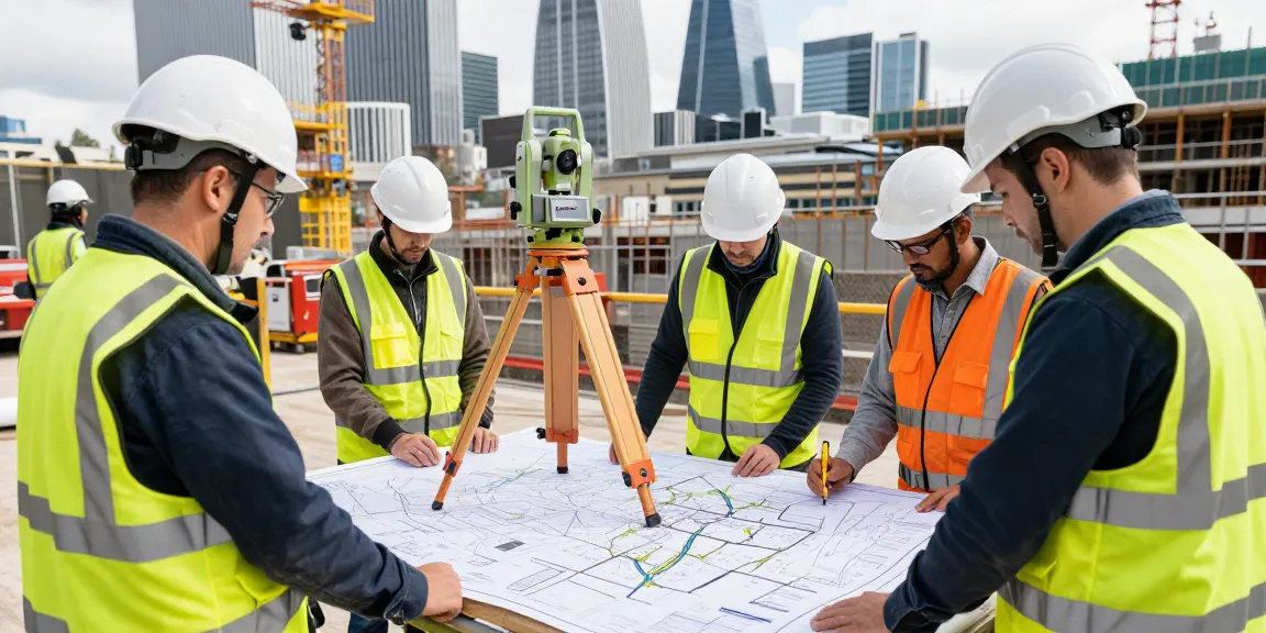 Topographical surveys london & Surrey conducted by land surveyors at a busy urban construction site