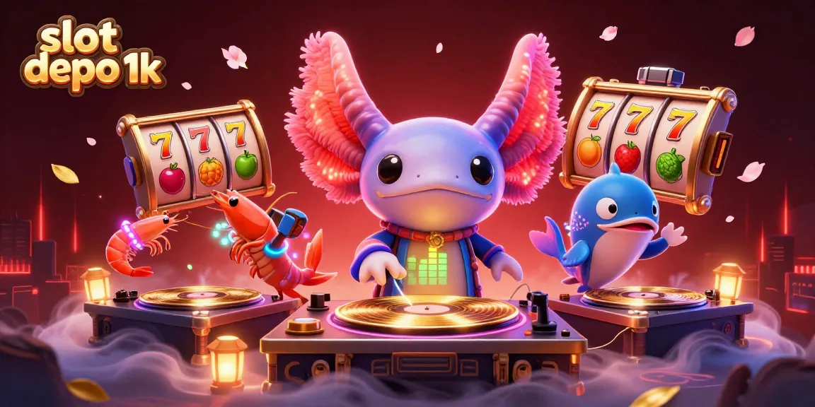 Experience thrilling gameplay with slot depo 1k, featuring a vibrant 3D casino scene of colorful characters.