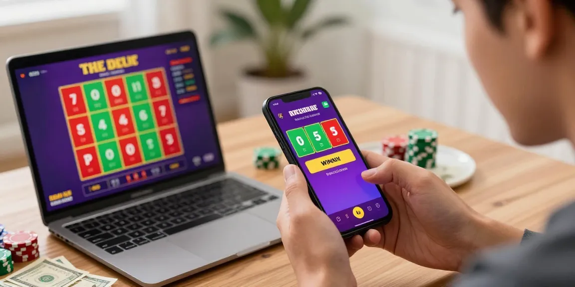 Engaged user interacting with colour trading app interface on https://mycolourtrading.com/ showcasing vibrant betting options and financial excitement.