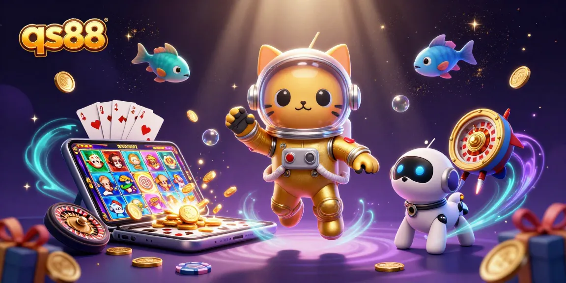 Experience exciting gameplay with qs88 as the astronaut cat explores a colorful casino universe.