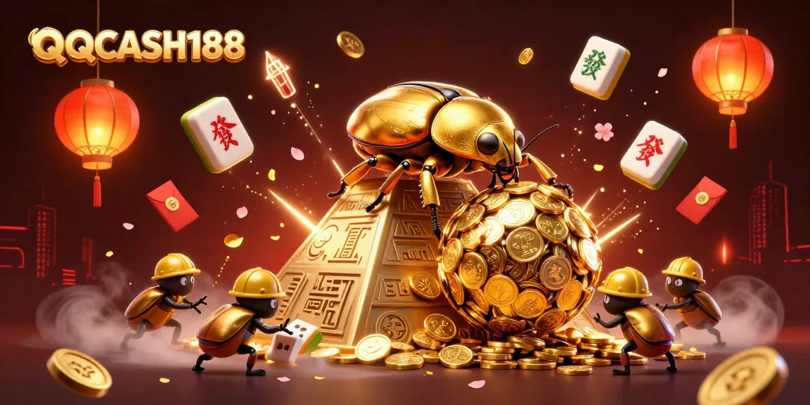 Experience thrilling gaming at QQCASH188 with fun 3D scenes featuring golden slot elements.