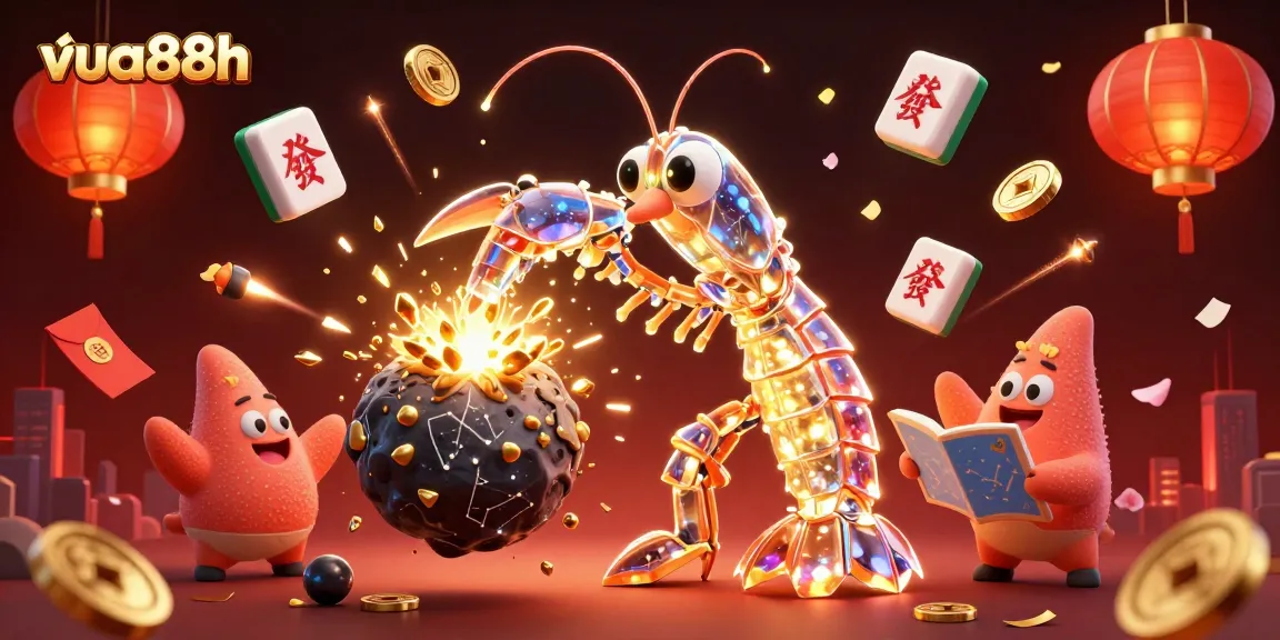 Experience thrilling action with vua88h as the galactic samurai mantis shrimp punches through an asteroid.